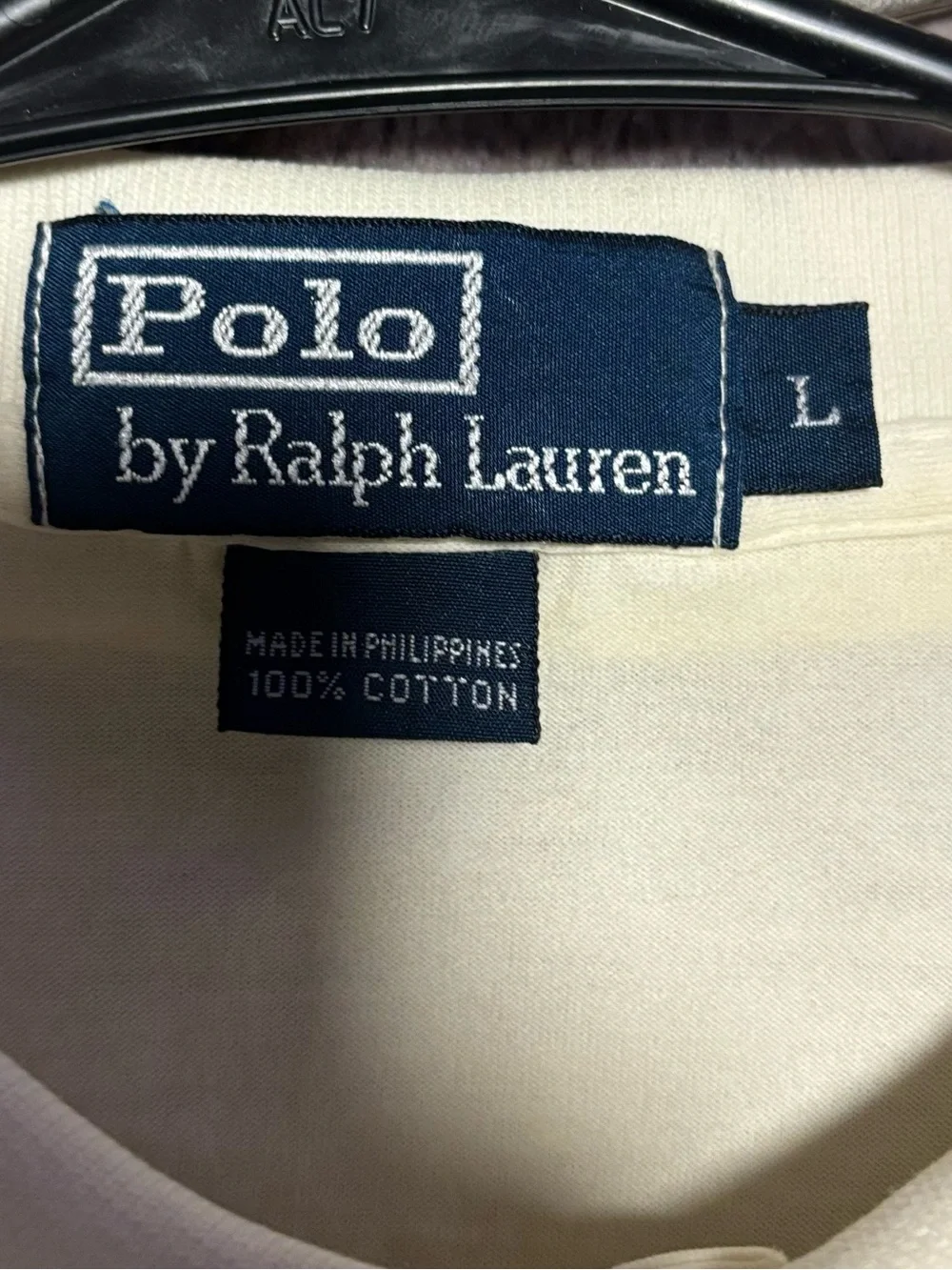 Vintage Polo by Ralph Lauren Men’s Large Cream Ivory Polo Shirt 100% Cotton